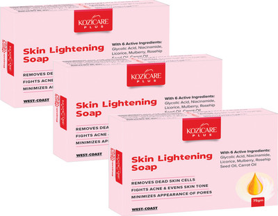 Lot De 6 Savons éclaircissants Kozicare 75g - Enrichis En Acides, Naturel, Pour Tout Type De Peau