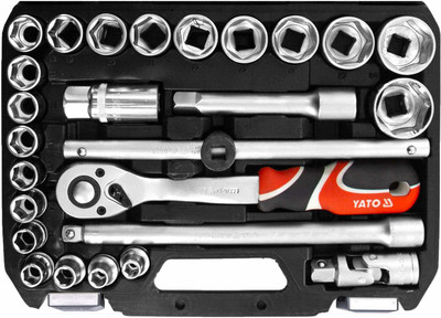 YATO Socket Tool Set for 1/2 inch drive 26 Pcs Professional Socket Tool Set|Hand Tools for Home Industrial Professional Automobile Use Half Inch drive Socket Set(Pack of 1)