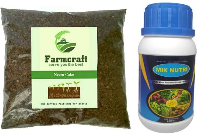 FarmCraft Natural Neem/Khali powder organic cold pressed fertilizer and pest repellent 2kg + 250 all purpose plant feed mix nutrient plant groth promoter Potting Mixture, Soil, Manure(0.25 L, Liquid)