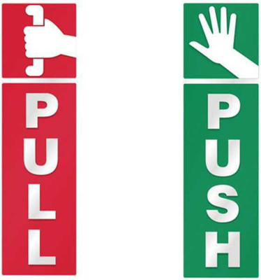 HindK 30.48 cm Push pull sticker Self Adhesive Sticker(Pack of 3)