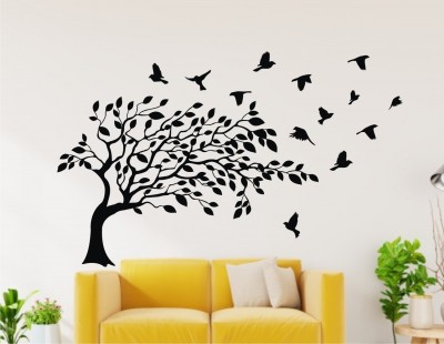 Heaven Decor1 59.86 cm Birds with tree wall sticker size(59*86)cm Self Adhesive Sticker(Pack of 1)