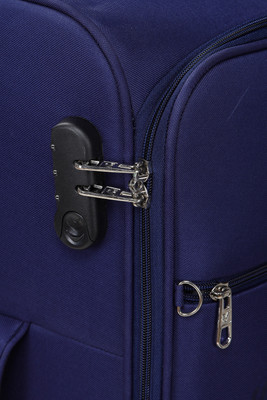 Verage Paris 65 Cms Blue Medium Check-in Trolley 4 Wheels Soft Suitcase Spinner Luggage Expandable Check-in Luggage - 24 inch