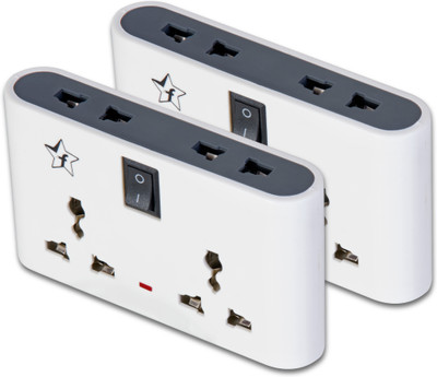 Flipkart SmartBuy Pack Of 2 Three Pin 4 Socket Extension Boards  (White, Black, 0 M) For Rs. 169 @ 79 %