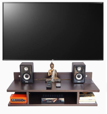 Greenhub Wooden Set Top Box Stand Wall Mounted TV Cabinets Wall Selves Holds Speaker, Cable Boxes, Streaming Device, Game Console, Remote, WiFi Router and More. MDF (Medium Density Fiber) Wall Shelf(Number of Shelves - 3, Brown)