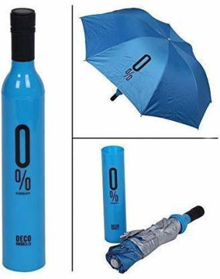 ziffer Double Layer Folding Portable Wine Bottle Umbrella with Bottle Cover for UV Protection & Rain Umbrella(Blue)