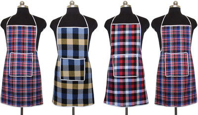 COZY FIT Cotton Home Use Apron - Free Size(Multicolor, Pack of 4)