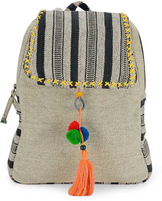 The House of Tara Indigenous Handloom Fabric 10 L Backpack(White)