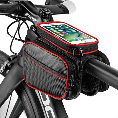 keycraze Bicycle Top Tube Bag Pannier with Touchscreen Mobile Holder Slot for Cell Phone Bicycle Phone Holder