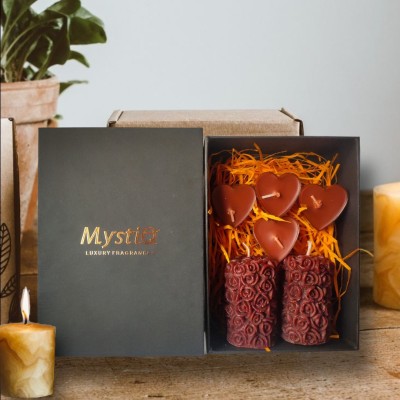 MYSTIQ Floating Candles | Richly Scented Romantic Acrylic Heart Candle | Scented Pillar | Premium Gift Box | Tea Light Candles | Rich Chocolate Pillar Wax Scented Designer Candle | Combo Gift Pack | Candle Set | Heart Candles | Rich Chocolate Fragrance | Luxury Candles | Floating Heart Candles | Gif