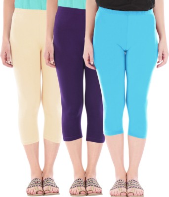 BEFLI Women Beige, Purple, Blue Capri