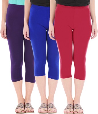 BEFLI Capri Leggings Women Purple, Blue, Red Capri