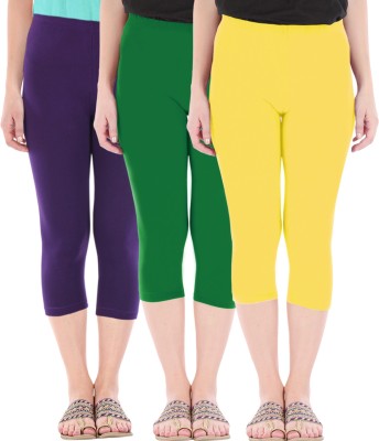 BEFLI Women Purple, Green, Yellow Capri