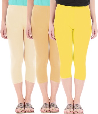 BEFLI Capri Leggings Women Beige, Brown, Yellow Capri