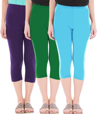 BEFLI Women Purple, Green, Light Blue Capri