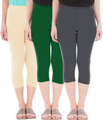 BEFLI Capri Leggings Women Beige, Green, Yellow Capri