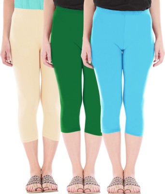 BEFLI Women Beige, Green, Light Blue Capri