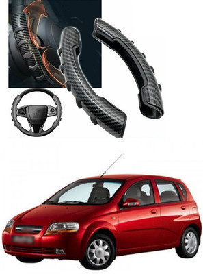 PRTEK Hand Stiched Steering Cover For Universal For Car Universal For Car(Black, Tarpaulin, Plastic)