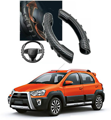 PRTEK Hand Stiched Steering Cover For Universal For Car Universal For Car(Black, Tarpaulin, Plastic)