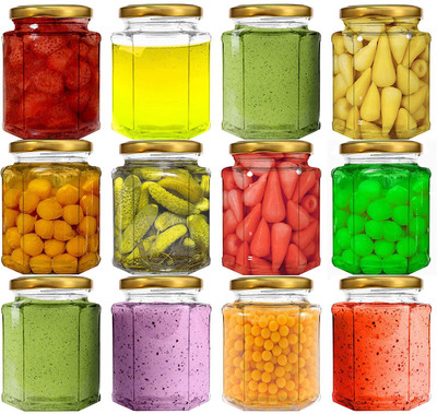 BILAL ANSARI Glass Grocery Container  - 250 ml(Pack of 12, Clear)