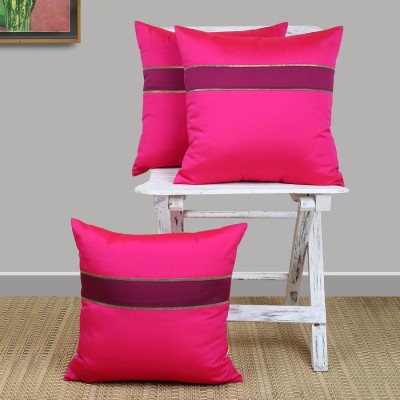 ANS Plain Pillows Cover(Pack of 3, 40 cm*40 cm, Pink)