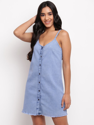 TALES & STORIES Women Sheath Blue Above Knee/Mid Thigh Length Dress
