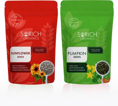 Sorich Organics Pumpkin Seeds-400GM & Sunflower Seeds-400GM|Edible Seeds Combo(Pack of 2,800GM) Pumpkin Seeds, Sunflower Seeds