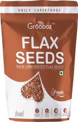 Grooboz Flax Seeds for Weight Loss ,Rich in Fiber, Omega 3 and Protein with Healthy Heart Flax Seed for Weight Loss Brown Flax Seeds(500 g)