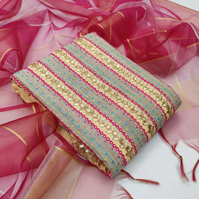 Blissta Cotton Blend Embroidered Salwar Suit Material
