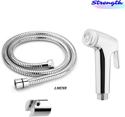 Strength -HF-06 Conti ABS Health Faucet with SS-304 Grade 1 Meter Flexible Metal Hose Pipe and Wall Hook Chrome Finish - ( Set of 1 pcs ) Health Faucet(Centerset Installation Type)