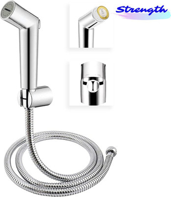 Strength -HF-07 Slider ABS Health Faucet with SS-304 Grade 1 Meter Flexible Metal Hose Pipe and Wall Hook Chrome Finish - ( Set of 1 pcs ) Health Faucet(Centerset Installation Type)