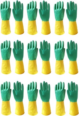 HM EVOTEK Multi Purpose Reusable Household Safe Hand Rubber Gloves Pack of 9 Rubber, Latex Safety Gloves Latex, Rubber  Safety Gloves(Pack of 18)