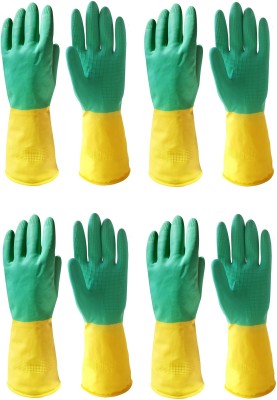 HM EVOTEK Multi Purpose Reusable Household Safe Hand Rubber Gloves Pack of 4 Rubber, Latex Safety Gloves Latex, Rubber  Safety Gloves(Pack of 8)