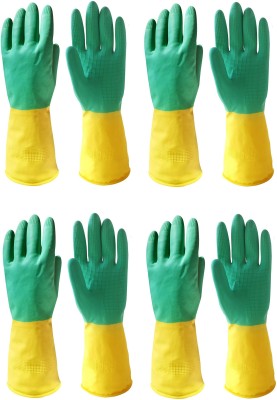 HM EVOTEK Washable Reusable Dish Washing Bathroom Toilet Pet All Types Hand Safe Wet and Dry Disposable Glove Set(Large Pack of 8)