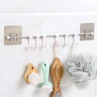 THUMMAR ENTERPRISE Multipurpose Magic Sticker Hanger Hook Self Adhesive For Bathroom & Kitchen Hook Rail 6(Pack of 1)