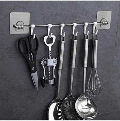 ARYANS ENTERPRISE Magic Sticker Series Self Adhesive Hook Rail Bar for Kitchen and Bathroom Hook Rail 6(Pack of 1)
