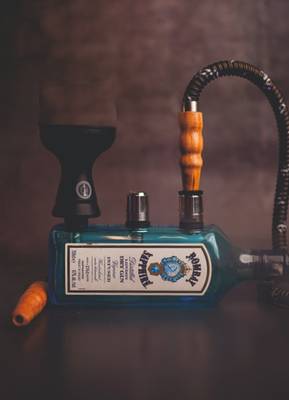 Smoke station Bombay Sapphire 4.5 inch Iron Hookah shisha pot (Clear blue) 4.5 inch Glass Hookah