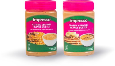 IMPRESSO Combo of 2 (Classic Crunchy Peanut Butter 340g, Classic Creamy Peanut Butter 340g) 680 g(Pack of 2)