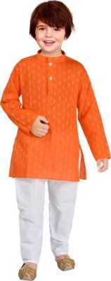 FTC FASHIONS Boys Festive & Party Kurta and Pyjama Set(Orange Pack of 1)