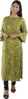 NN CLOTHING HOUSE Women Printed Straight Kurta(Green, Blue, Beige)