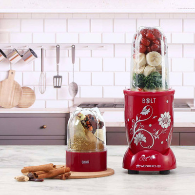 WONDERCHEF Nutri-Bolt Mixer grinder 600 Juicer Mixer Grinder (2 Jars, Red)