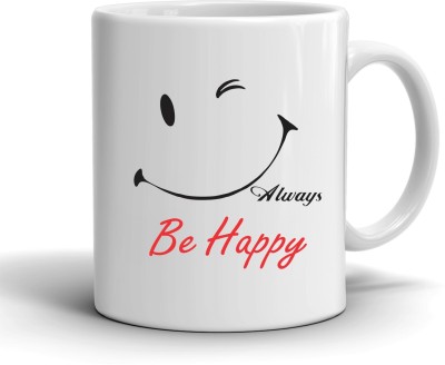 PrintZilla Be Happy Printed Gift to Couples Wife Husband Boyfriend Girfriend Brother Ceramic Coffee Mug(300 ml)