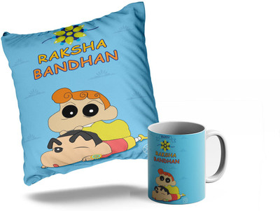 Tee Mafia Shinchan And Himawari Cartoon Rakshabandhan Combo Pillow And Ceramic Coffee Mug(330 ml, Pack of 2)