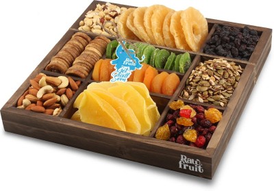 HyperFoods RawFruit Tropical 10 Dry Fruit Combo Dark Wood Gift Box | Premium Dried Fruit Berries Combo Gift Pack with Greeting Card | Get Well Soon Gift with Greeting Card(1100 g)