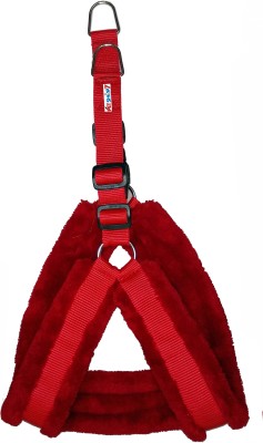 Petshop7 Nylon Red 1 inch Fur (Chest Size : 25-30 inch) Medium Dog Standard Harness(Medium, Red)