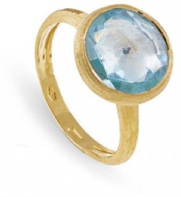 RATAN BAZAAR Blue Topaz stone Ring Original stone certified and Astrological Purpose for unisex Stone Topaz Gold Plated Ring