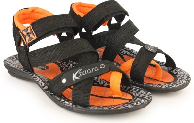 Kzaara Men Sandals(Black, Orange , 9)