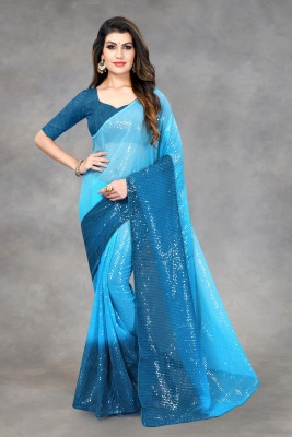 Julee Printed Bollywood Georgette Saree(Light Blue)