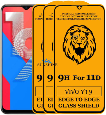 SUNSHINE Edge To Edge Tempered Glass for Vivo Y19(Pack of 3)