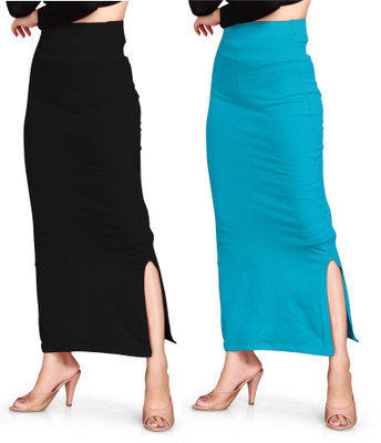 SCUBE DESIGNS Saree Shapewear Black & Light Blue (S) Lycra Blend Petticoat(S)