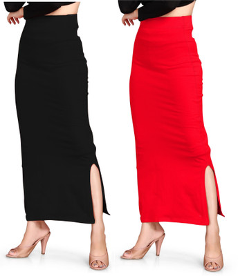 SCUBE DESIGNS Saree Shapewear Black & Red (M) Lycra Blend Petticoat(M)